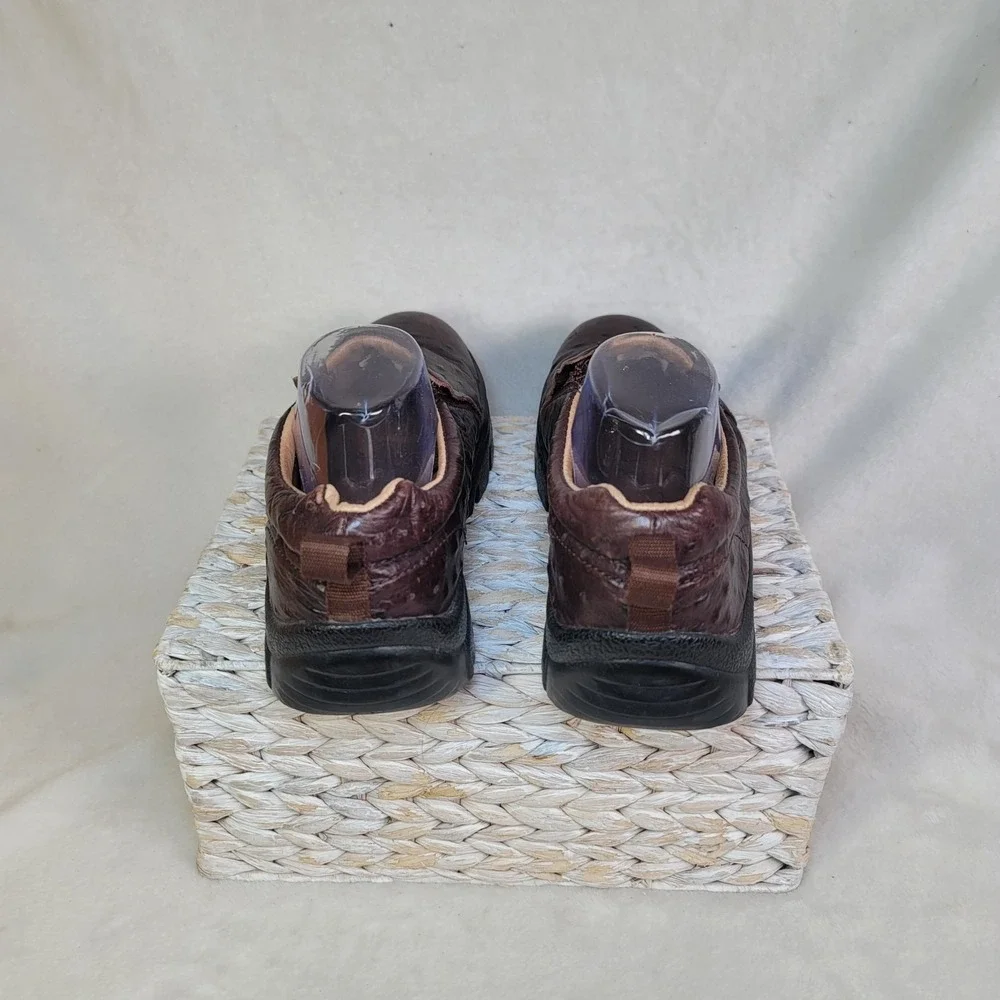 Roper Ostrich Leather Slip On Shoes‎ Brown Comfort Size 9 Earthy Business Casual